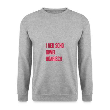 I red scho oiwei boarisch - Unisex Pullover - Weißgrau meliert - Vorne - Alina (178cm) & Michal (187cm)