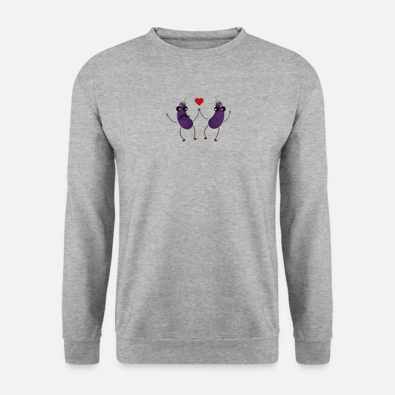 Aubergine, die Liebe - Unisex Pullover - Weißgrau meliert