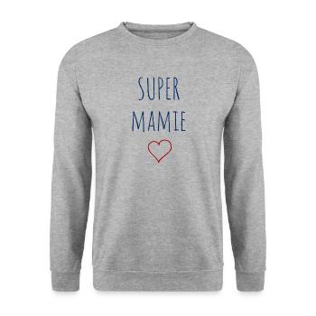 SUPER MAMIE - COEUR - Sweat-shirt Unisexe - gris chiné - Devant - Alina (178cm) & Michal (187cm)