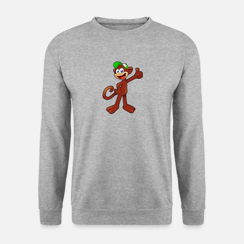 Affe - Unisex Pullover - Weißgrau meliert