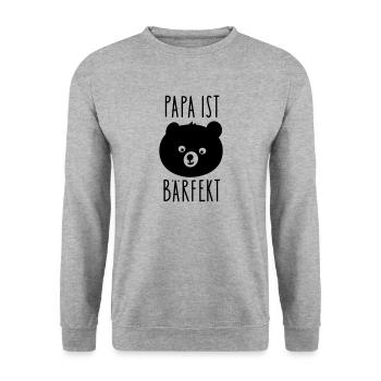 Papa Bär ist perfekt - Unisex Pullover - Weißgrau meliert - Vorne - Alina (178cm) & Michal (187cm)