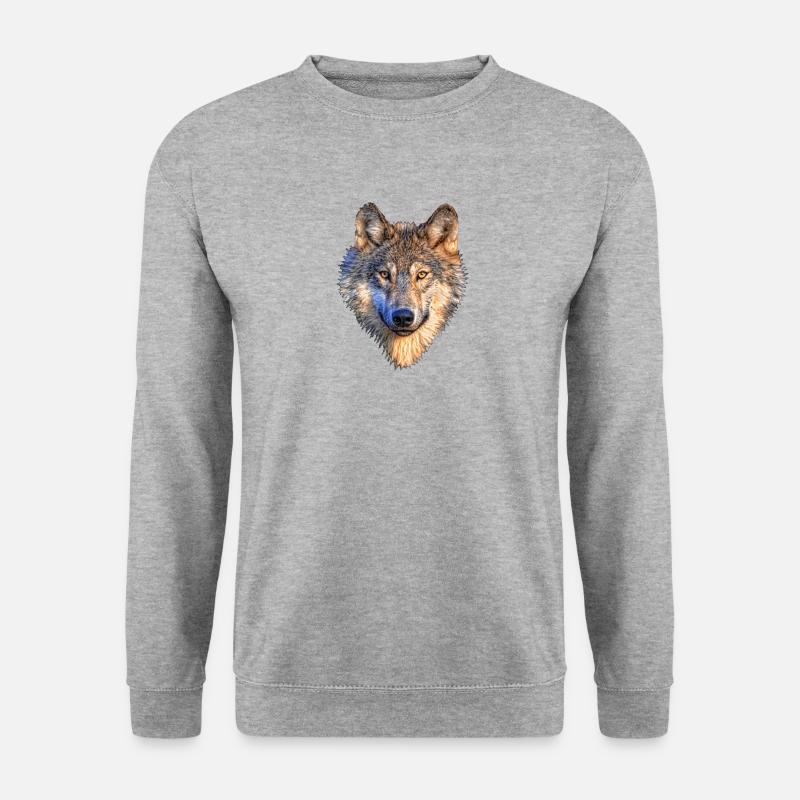 wolf wolfes wolves tribal136 - Unisex Pullover - Weißgrau meliert