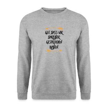 Gut dass wir darüber gesprochen haben - Unisex Pullover - Weißgrau meliert - Vorne - Alina (178cm) & Michal (187cm)