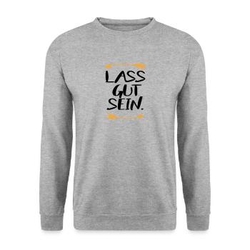 Lass gut sein - Unisex Pullover - Weißgrau meliert - Vorne - Alina (178cm) & Michal (187cm)