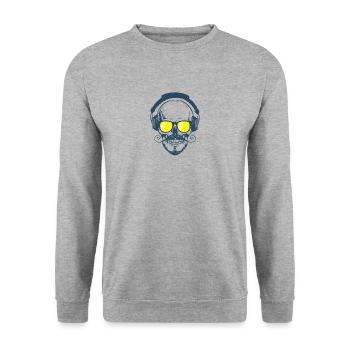 Amazing skull design with headphones - Sweat-shirt Unisexe - gris chiné - Devant - Alina (178cm) & Michal (187cm)