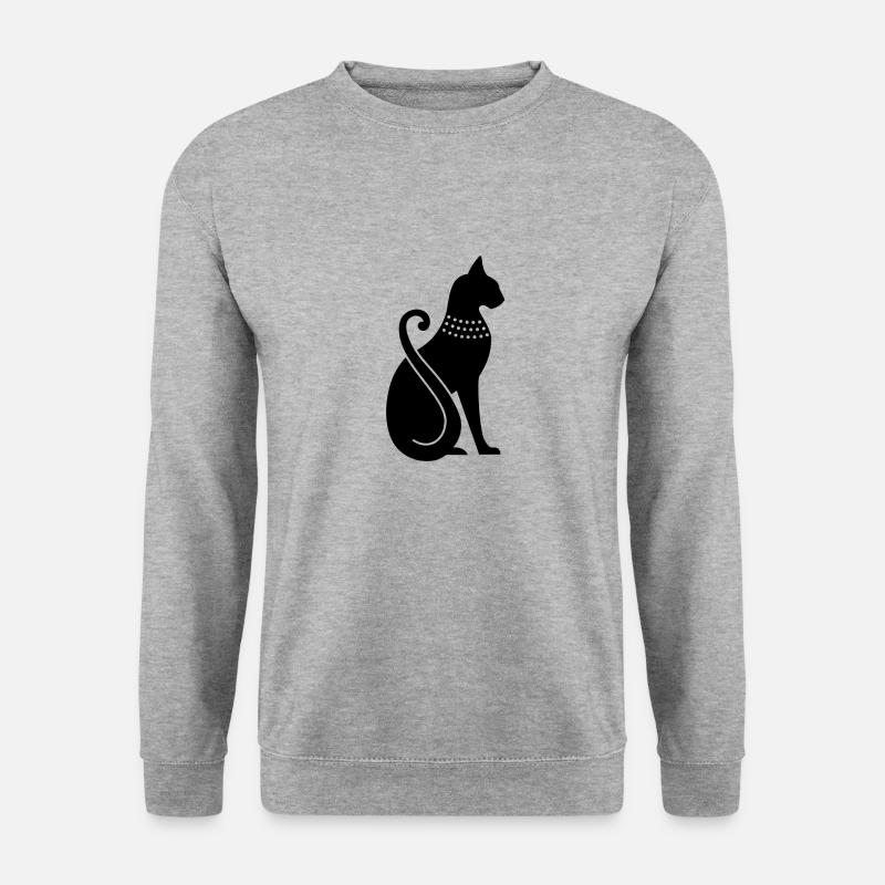 Ägyptische Katze - Unisex Pullover - Weißgrau meliert