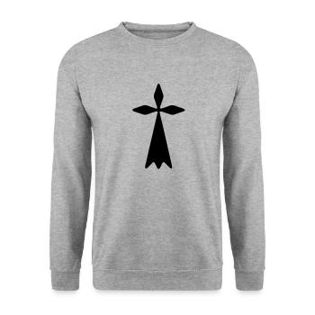 breizh Bretagne Hermelin - Unisex Pullover - Weißgrau meliert - Vorne - Alina (178cm) & Michal (187cm)