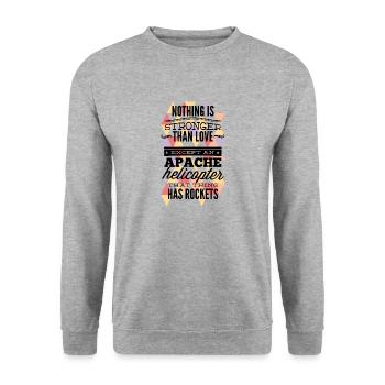 Apache-Hubschrauber - Unisex Pullover - Weißgrau meliert - Vorne - Alina (178cm) & Michal (187cm)