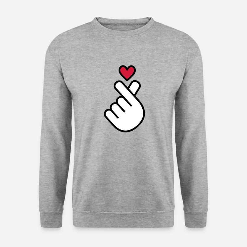 Coeur K-pop, symbole de la musique pop Corée K, doigt, main - Sweat-shirt Unisexe - gris chiné