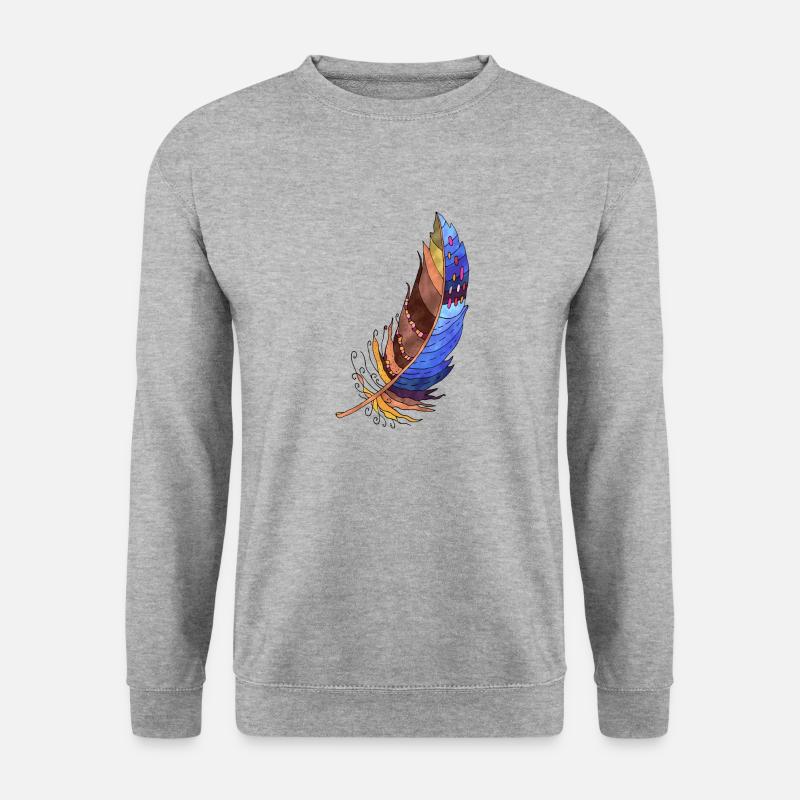 Feder - Unisex Pullover - Weißgrau meliert