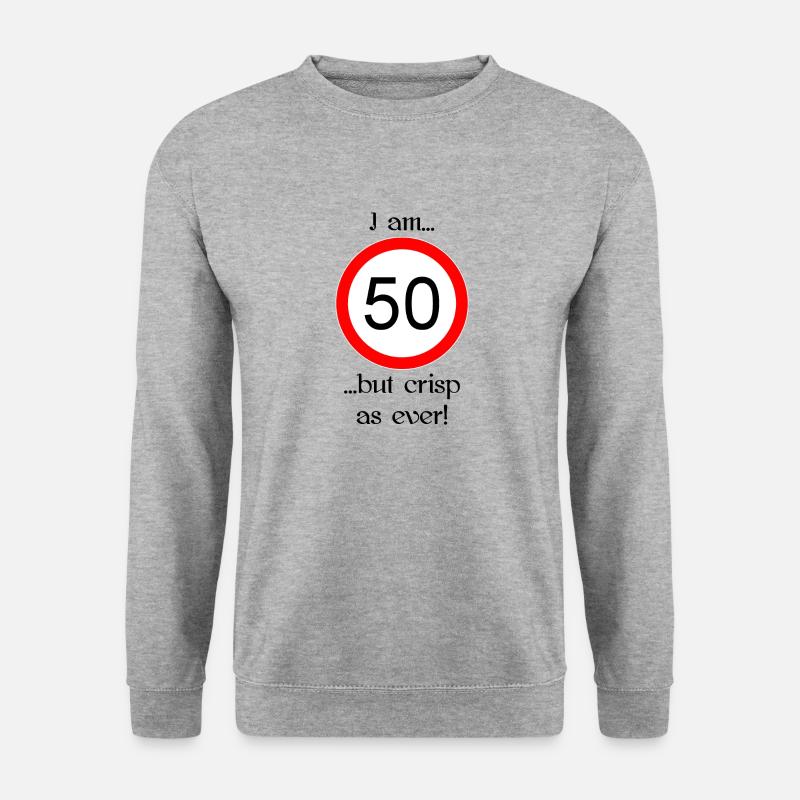 50 years but crisp script black - Unisex Pullover - Weißgrau meliert