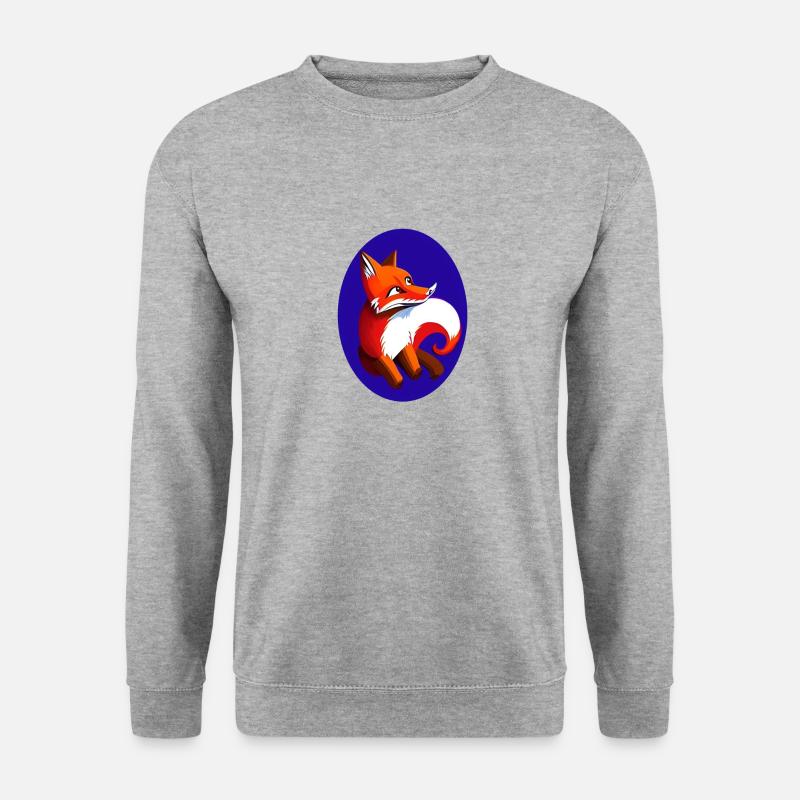 Fröhlicher Fuchs mit Hintergrund - Unisex Pullover - Weißgrau meliert