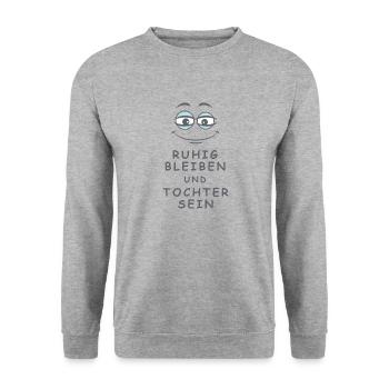 Tochter sein - Unisex Pullover - Weißgrau meliert - Vorne - Alina (178cm) & Michal (187cm)