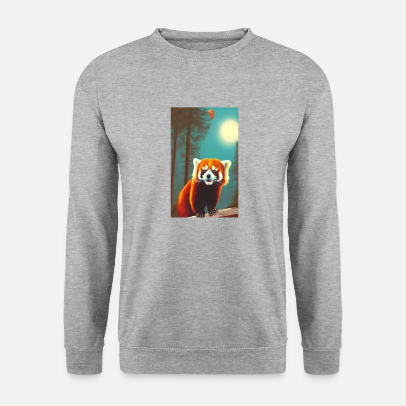 Red Panda Roter Panda, Katzenbär Feuerfuchs - Unisex Pullover - Weißgrau meliert