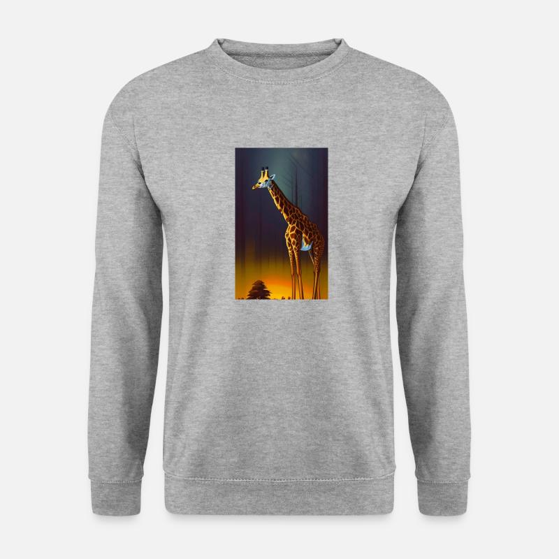 Coole Comic Zeichnung Giraffe Giraffa - Unisex Pullover - Weißgrau meliert