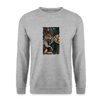 Cool Comic Portrait d’un écureuil roux sauvage - Sweat-shirt Unisexe - gris chiné - Devant - Alina (178cm) & Michal (187cm)