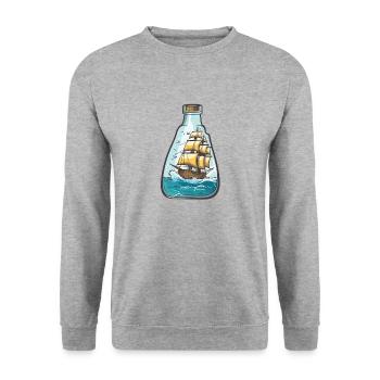 Navire, mer et mouettes dans une seule bouteille - Sweat-shirt Unisexe - gris chiné - Devant - Alina (178cm) & Michal (187cm)
