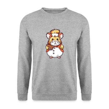 Feldhamster als Koch hat lecker Suppe gekocht. - Unisex Pullover - Weißgrau meliert - Vorne - Alina (178cm) & Michal (187cm)