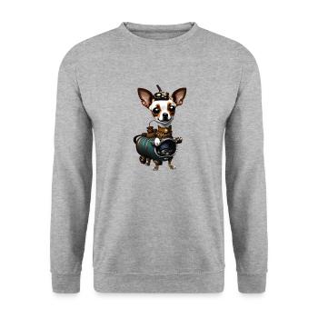 Steampunk Chihuahua - Sweat-shirt Unisexe - gris chiné - Devant - Alina (178cm) & Michal (187cm)