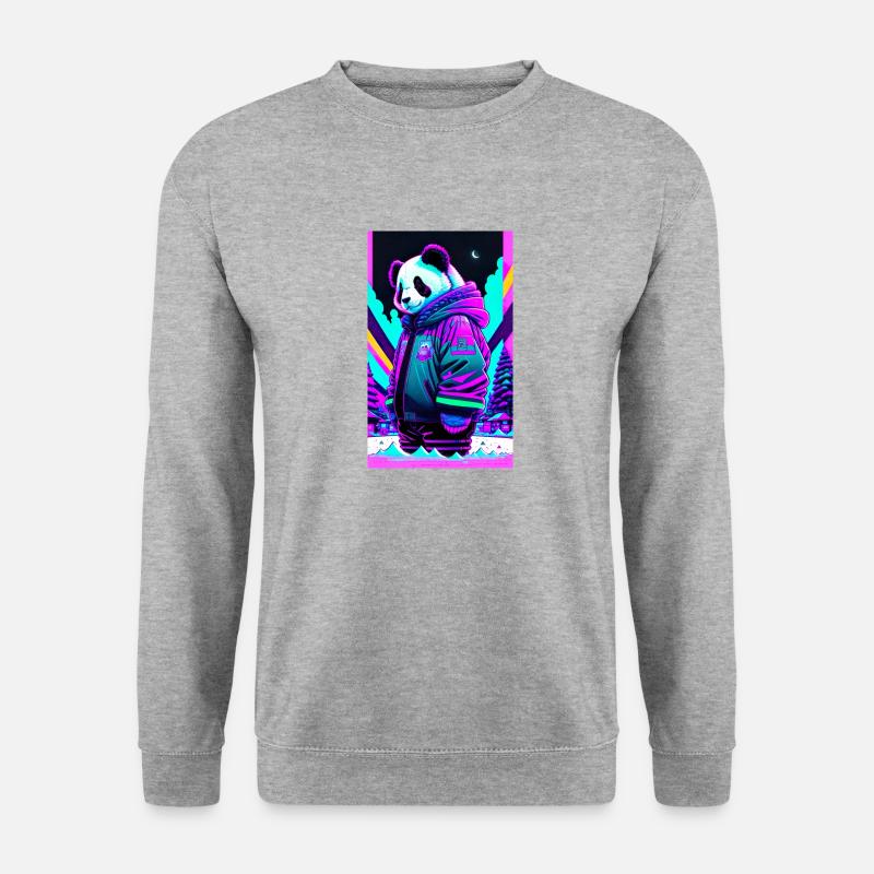 Panda casual - Unisex Pullover - Weißgrau meliert