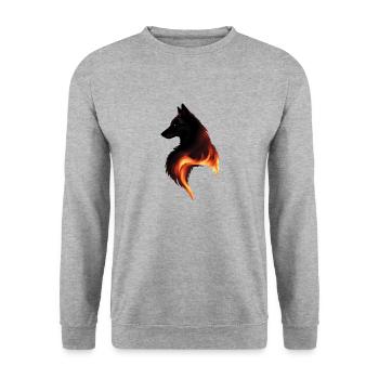 Loup en feu - Sweat-shirt Unisexe - gris chiné - Devant - Alina (178cm) & Michal (187cm)