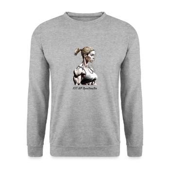 Fitnessfrau - Unisex Pullover - Weißgrau meliert - Vorne - Alina (178cm) & Michal (187cm)