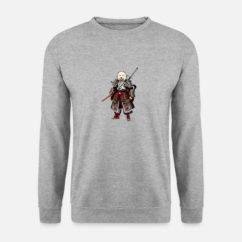 Samurai-Wolf - Unisex Pullover - Weißgrau meliert