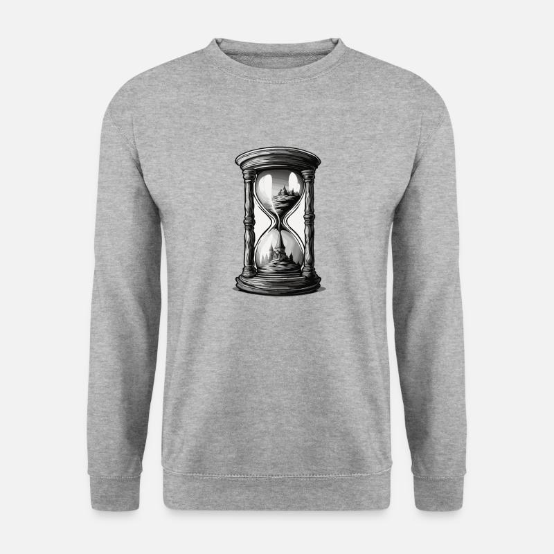 Sanduhr / Zeitmesser / Antik /Sandkörner / Ablauf - Unisex Pullover - Weißgrau meliert