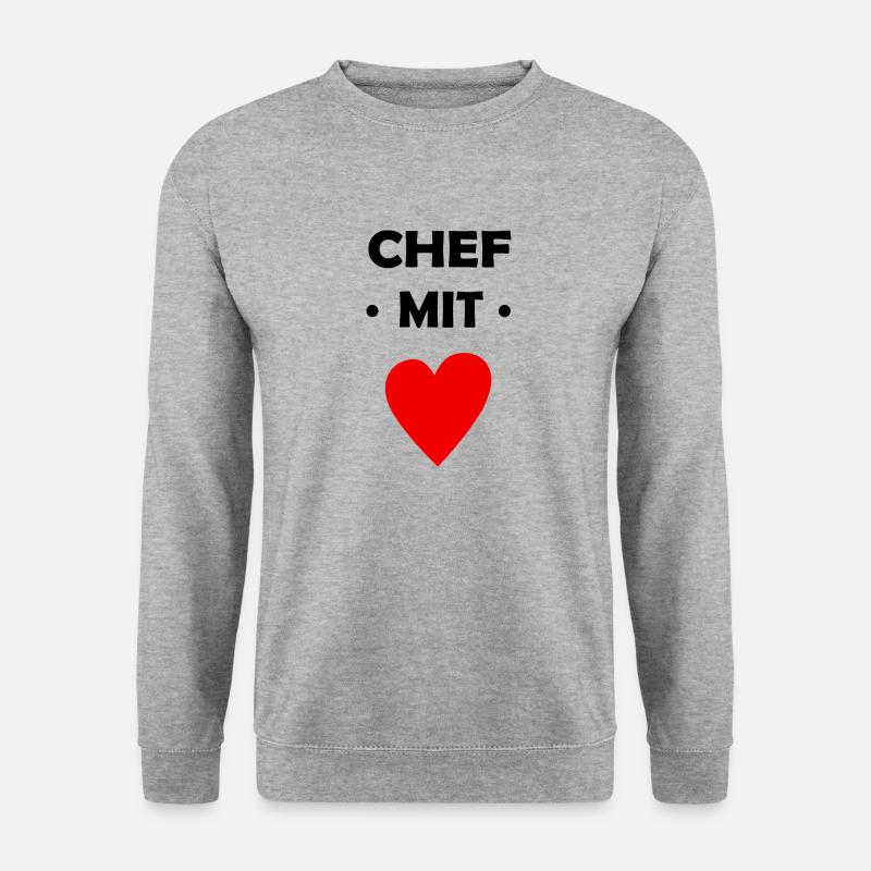 Chef mit Herz - Unisex Pullover - Weißgrau meliert