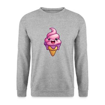Smiling Ice Cream Creation - Unisex Sweatshirt - salt & pepper - Front - Alina (178cm) & Michal (187cm)