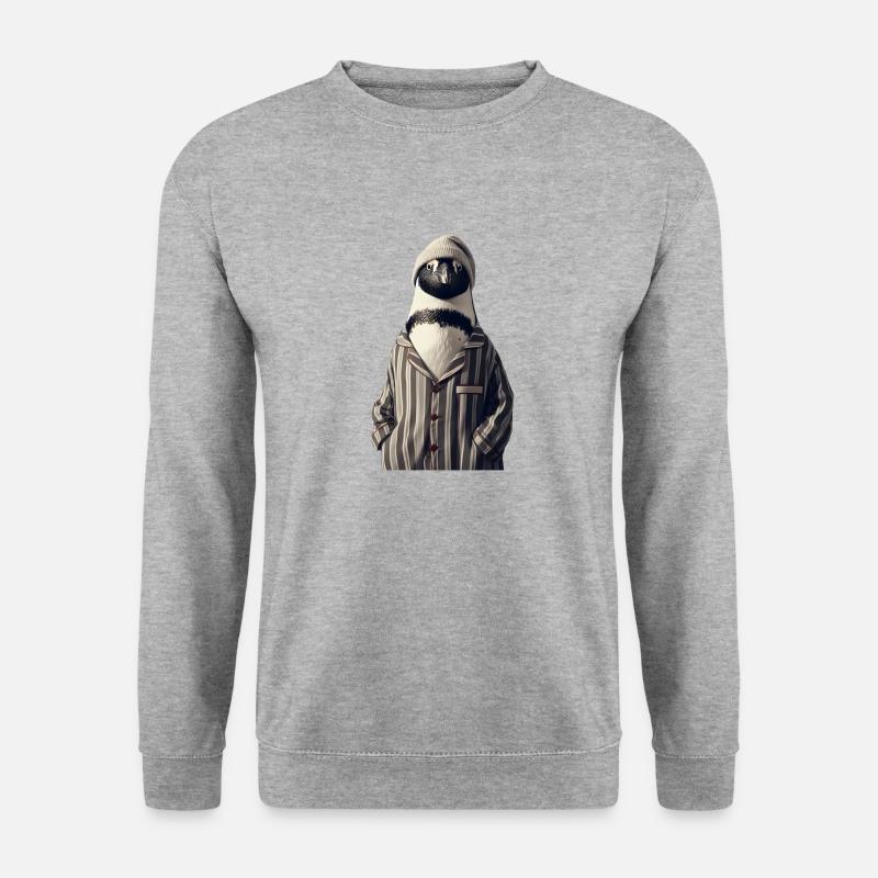 Pinguin im Pyjama - Unisex Pullover - Weißgrau meliert