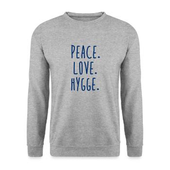 Peace Love Hygge - Unisex Pullover - Weißgrau meliert - Vorne - Alina (178cm) & Michal (187cm)