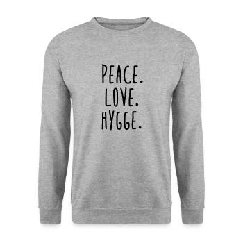 Peace Love Hygge - Unisex Pullover - Weißgrau meliert - Vorne - Alina (178cm) & Michal (187cm)