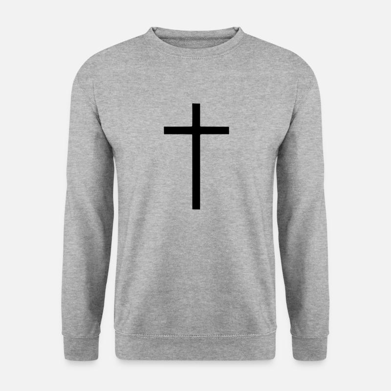 Jesus Kreuz - Unisex Pullover - Weißgrau meliert