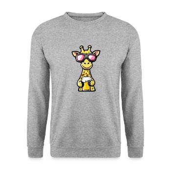 Giraffe Ski Bier - Unisex Pullover - Weißgrau meliert - Vorne - Alina (178cm) & Michal (187cm)