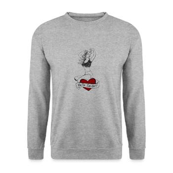 Sailor Pin up - Unisex Sweatshirt - salt & pepper - Front - Alina (178cm) & Michal (187cm)