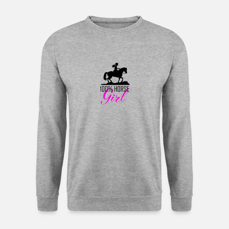 Pferd Mädchen Reiterin - Unisex Pullover - Weißgrau meliert
