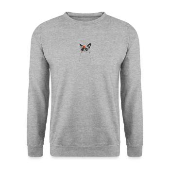 CATS | FLASH CAT - Unisex Pullover - Weißgrau meliert - Vorne - Alina (178cm) & Michal (187cm)