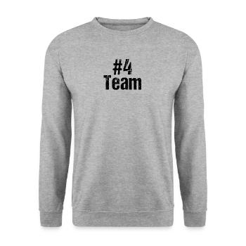 Team Teamplayer Hashtag Number 4 fourth Mannschaft - Unisex Pullover - Weißgrau meliert - Vorne - Alina (178cm) & Michal (187cm)