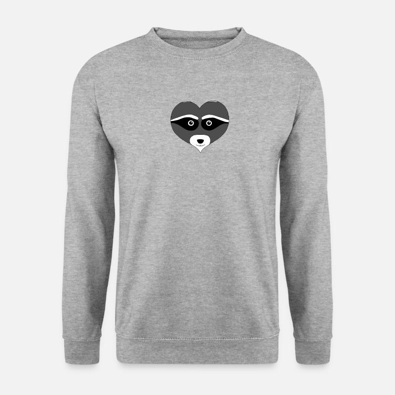 Herz-Waschbaer - Unisex Pullover - Weißgrau meliert