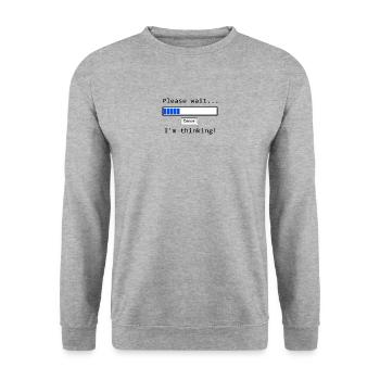Ich denke nach - Unisex Pullover - Weißgrau meliert - Vorne - Alina (178cm) & Michal (187cm)