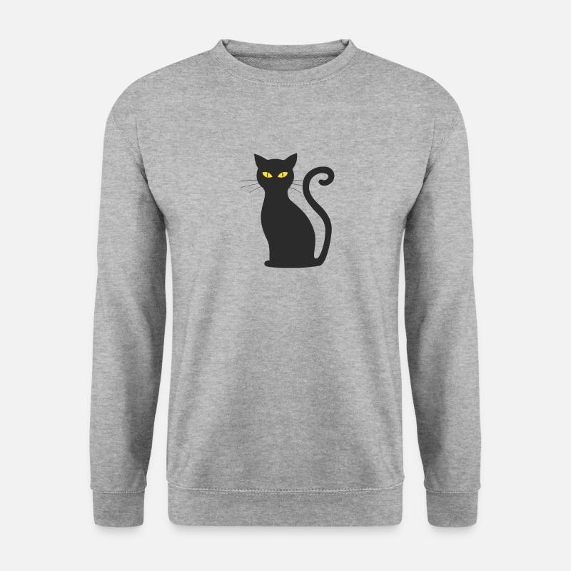 Schwarze Katze - Unisex Pullover - Weißgrau meliert