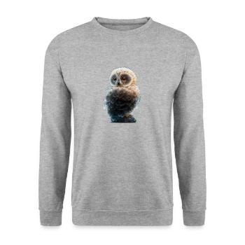 3D Eule - Unisex Pullover - Weißgrau meliert - Vorne - Alina (178cm) & Michal (187cm)
