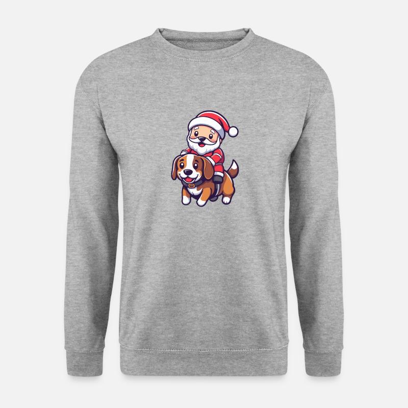 Beagle Hund Weihnachtsmann - Unisex Pullover - Weißgrau meliert