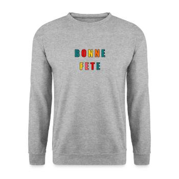 FÊTE DES PÈRES. BONNE FÊTE PAPA. PAPA. BONNE FÊTE - Sweat-shirt Unisexe - gris chiné - Devant - Alina (178cm) & Michal (187cm)