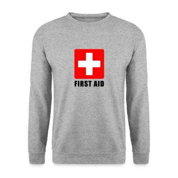 FIRST AID - Unisex Sweatshirt - salt & pepper - Front - Alina (178cm) & Michal (187cm)