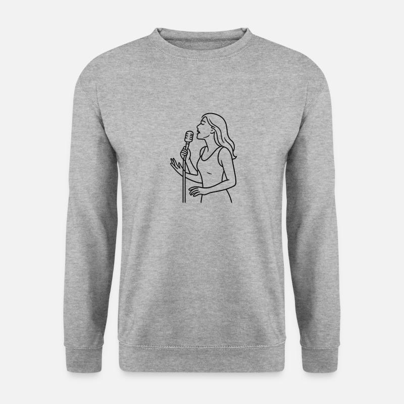 Singende Frau - Unisex Pullover - Weißgrau meliert