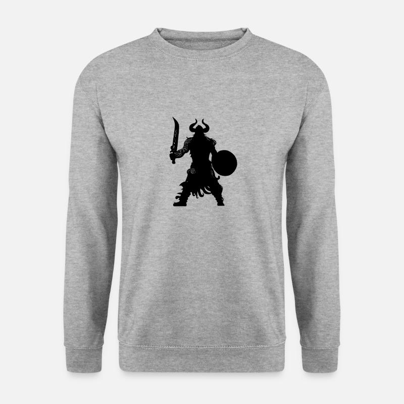 Wikinger Krieger Silhouette - Unisex Pullover - Weißgrau meliert