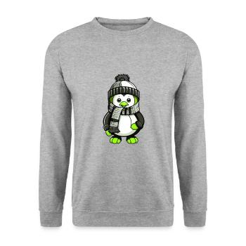 Penguin Winter Comic - Unisex Sweatshirt - salt & pepper - Front - Alina (178cm) & Michal (187cm)