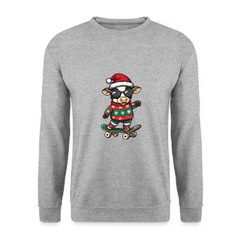 Vache Noël Drôle - Sweat-shirt Unisexe - gris chiné - Devant - Alina (178cm) & Michal (187cm)